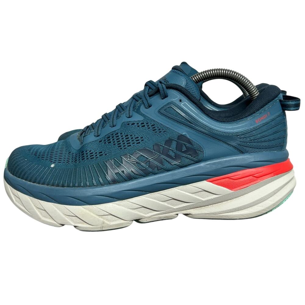 Hoka One One Mens Bondi 7 1110518 RTOS Blue Running Shoes Sneakers Size 9 CLEAN